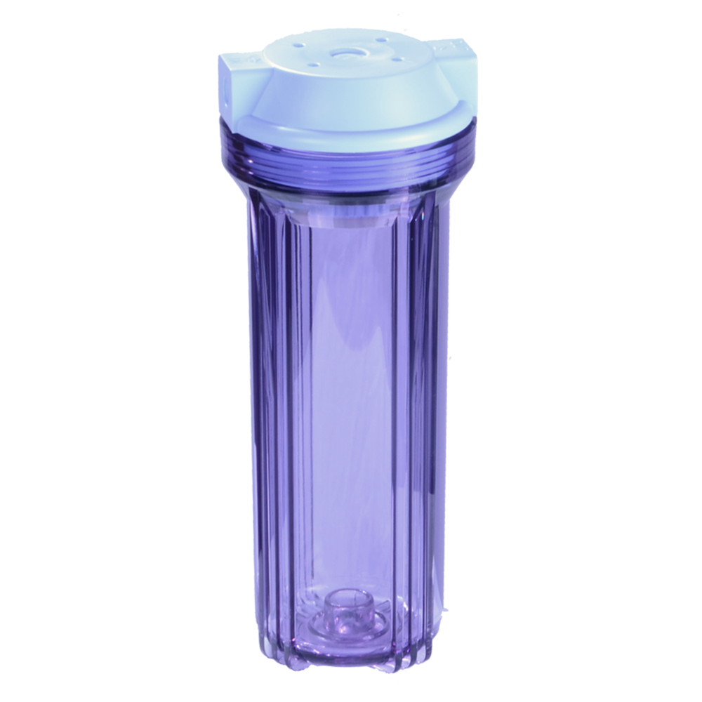 EG-14CB-LS 10” filter housing clear with light blue cap 1/4”